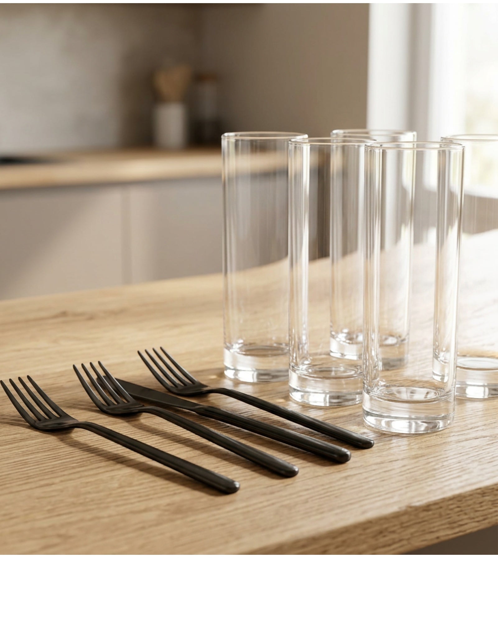 Hvby Black PVD Long-Handle Fruit Forks 22 cm Set of 4 - Lifestyle view
