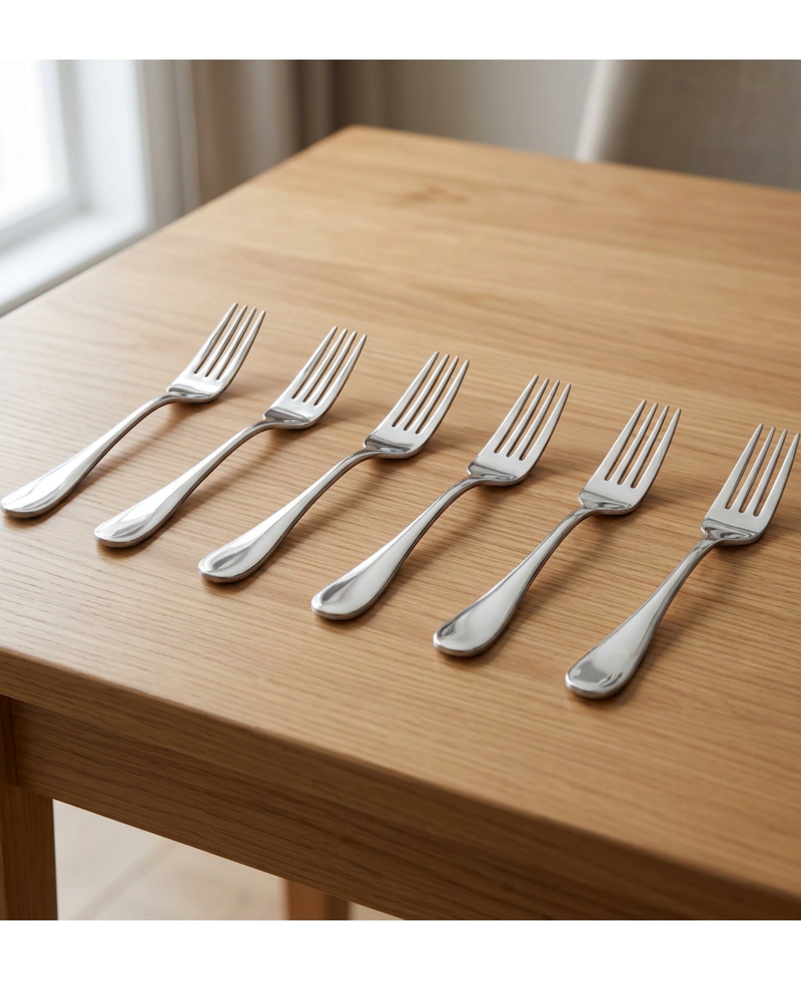 Hvby 18/10 Stainless Steel Dinner Forks 20.5 cm Mirror Set of 6 - Lifestyle view