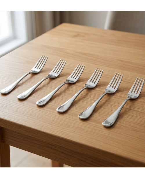 Hvby 18/10 Stainless Steel Dinner Forks 20.5 cm Mirror Set of 6 - Lifestyle view