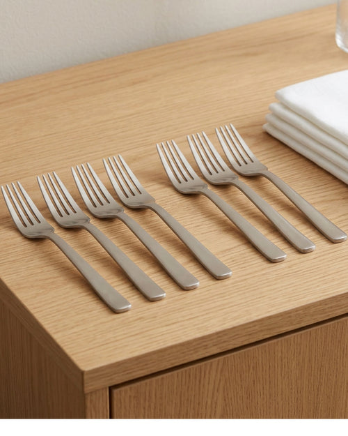 Hvby Stainless Steel Dessert Forks 16.5 cm Satin Set of 8 - Lifestyle view